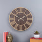 wc12 Rustic Dark Wooden Wall Clock with Roman Numerals