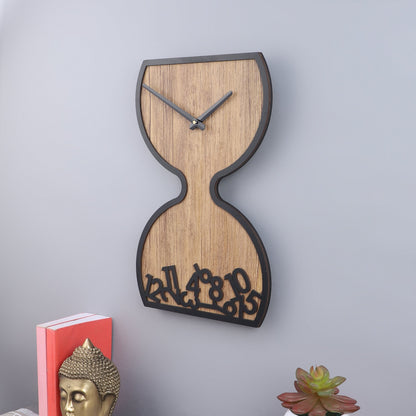 wc17 Wooden Hourglass Wall Clock with Black Accents