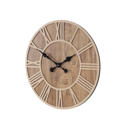 wc10 Farmhouse Wooden Wall Clock with Roman Numerals