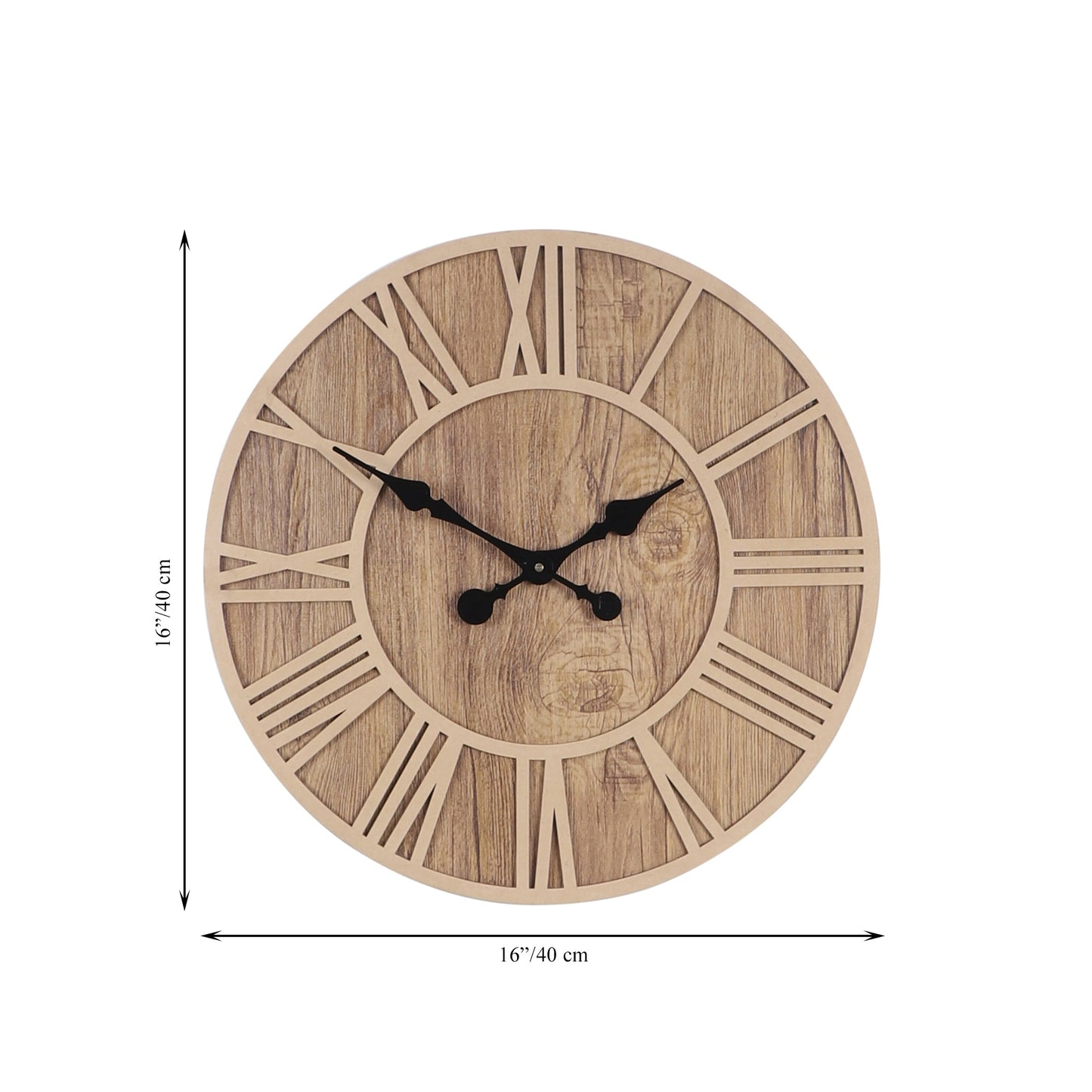 wc10 Farmhouse Wooden Wall Clock with Roman Numerals