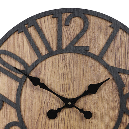 wc11 Rustic Wooden Wall Clock with Metal Accents