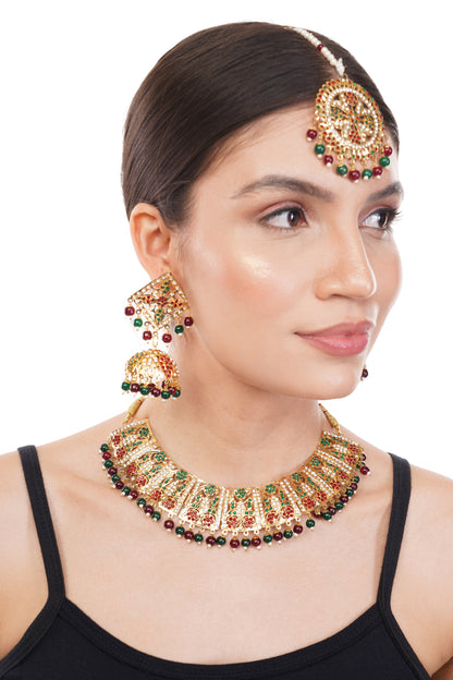 018 Ethnic and Party Wear 1Gm Gold Plated Necklace and Earring Set