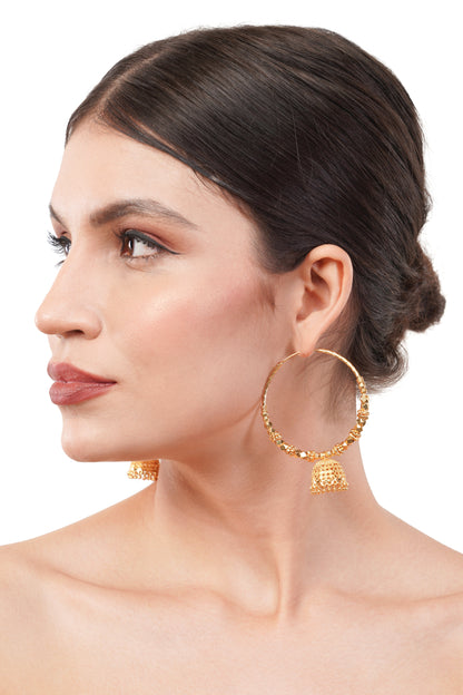 034 Jhumka Hoop 1Gm Gold Earrings Set