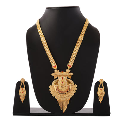 015 South Indian Temple 1Gm Gold Jewellery Necklace and Earring Set