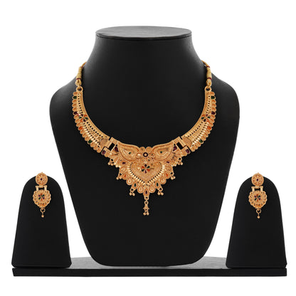 06 1Gm Gold-plated Choker Necklace and Earring Set