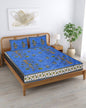 wm500 100% Pure Organic Cotton Fabric Hand Block Printed King Size Double Bedsheet with 2 Pillow Covers, 340 TC II