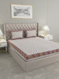 wm523 100% Pure Organic Cotton Fabric Hand Block Printed King Size Double Bedsheet with 2 Pillow Covers, 340 TC II